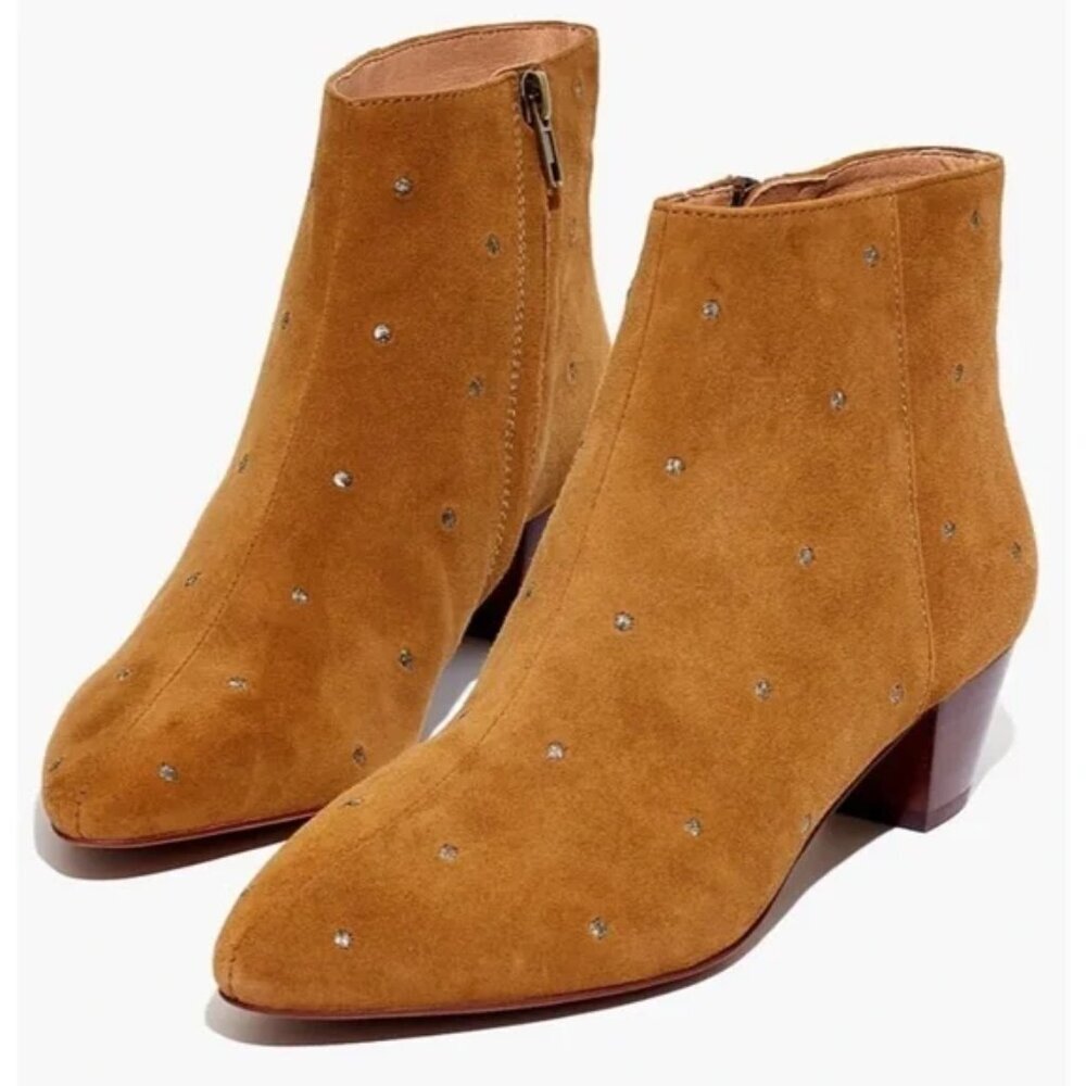 Madewell Bea Suede Studded Ankle Boots Size 8.5
